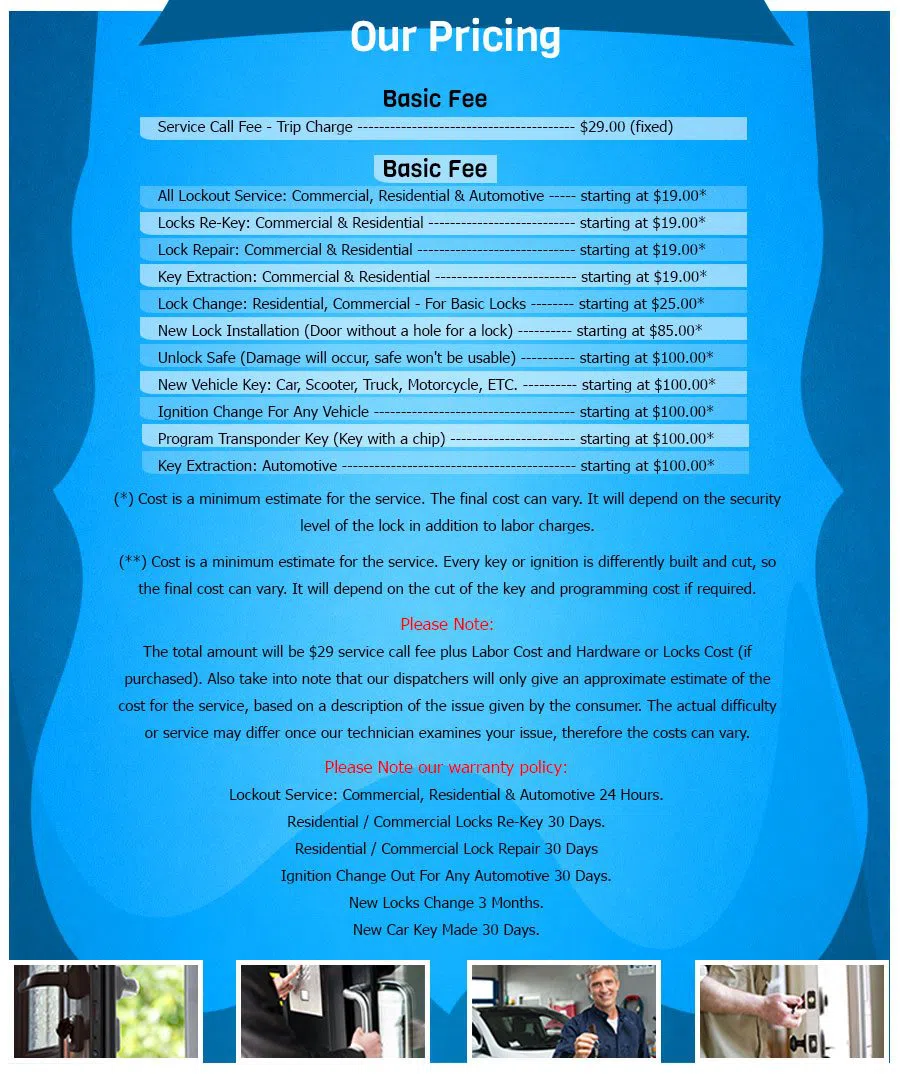 Express Lock & Key Store, Woodbridge Township, NJ 732-366-9366 - Pricelist